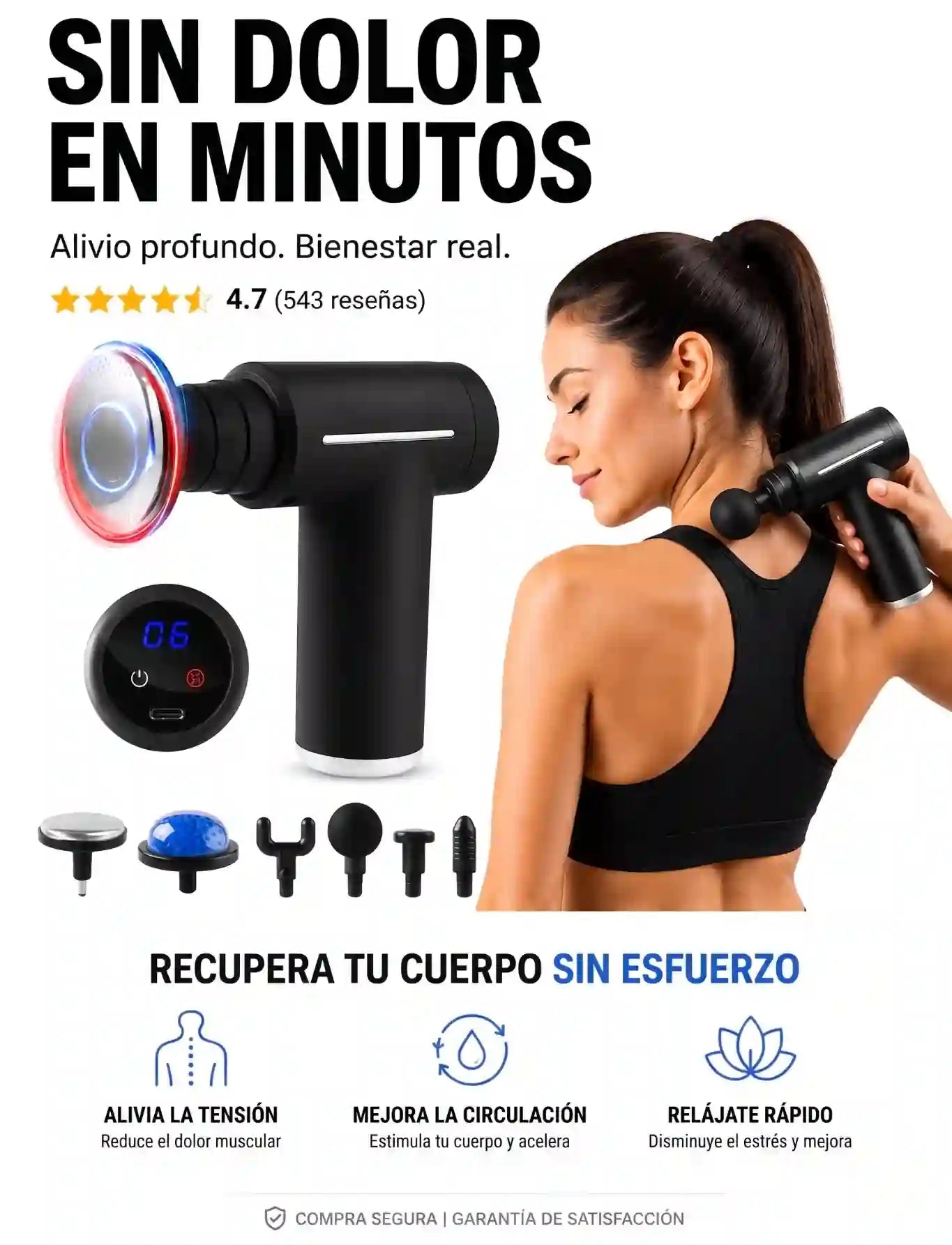 Pistola de Masajes Frío & Calor | Elimina el dolor muscular en minutos